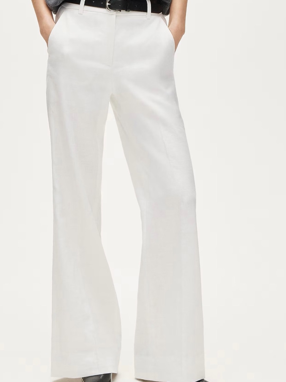 J. Crew Carolina, White Linen Blend Straight-Leg Pants